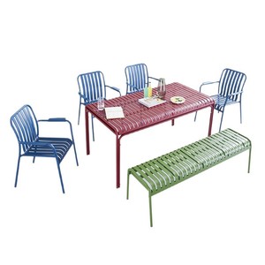 Aluminum Garden Set Outdoor Patio Furniture 6 Seater Contemporary Style Weather Resistant Courtyard <b>Table</b> <b>Chairs</b> <b>Bench</b> - Product Image 1