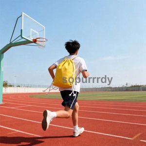 حقائب ظهر قطنية مع شعار مخصص حقائب ظهر برباط من القماش القطني سادة سادة حقيبة رياضية - Product Image 6