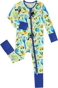 Pijamas <span class=keywords><strong>de</strong></span> Fibra <span class=keywords><strong>de</strong></span> Bambú para Bebés Niños y Niñas, Recién Nacidos Prematuros, con Cierre YKK Bidireccional, Estampado Animal, Ropa Casual <span class=keywords><strong>de</strong></span> Otoño - Product Image 4