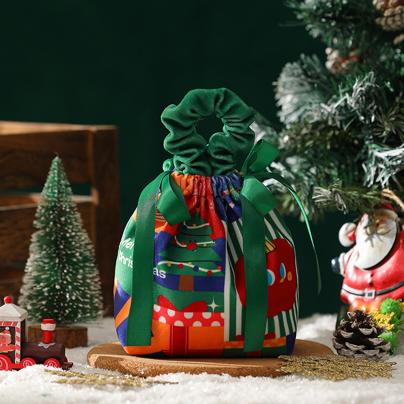 Sac à sucre portable plissé de Noël-pomme de Noël