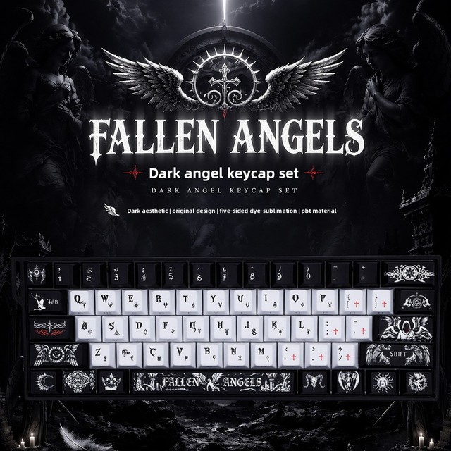 Cross-border Dark Angel OEM Mechanical Keyboard Keycaps-Five-Side Dye-Sublimated PBT Russian/English Languages Boxed Packaging