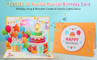 Nouveau gâteau 3D anniversaire cartes de voeux lumières musique stéréoscopique cartes de voeux peut souffler des bougies anniversaire cartes-cadeaux
