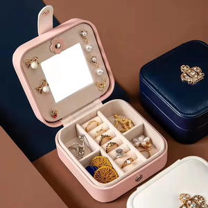 MKW-7126 2 lớp vuông tinh tế trang điểm hộp xách tay từ Clip lưu trữ đồ trang sức hộp bông tai vòng cổ vòng đeo tay lưu trữ trường hợp - Product Image 1