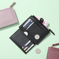 Dompet Koin Wanita PU Sederhana Murah Tahan Air Portabel untuk Luar Ruangan, Tempat Kartu Pendek dan Kecil