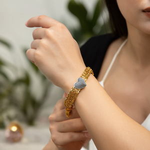 กำไลข้อมือคริสตัล สแตนเลสสตีล 316L ชุบทอง PVD ดีไซน์รูปหัวใจ เครื่องประดับแฟชั่นสำหรับผู้หญิง - Product Image 3