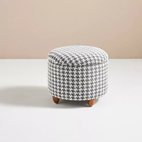 Nordique Simple tissu personnalisé Base en bois tabouret rond salon canapé tabouret rangement Pouf pouf chambre maquillage tabouret