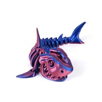 Modelo de tiburón multicolor impreso en 3D con articulación móvil, Animales Marinos flexibles, diseño 3D para decoración de Navidad para niños