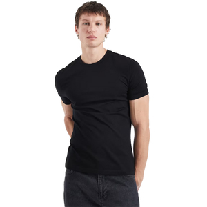 T-shirt da Uomo in Cotone Elasticizzato di Alta Qualità, Colore Nero, Personalizzabile, Economica, Aderente, per Palestra, con Collo Rotondo - Product Image 1