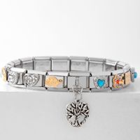 BINSHUO vente en gros bijoux en acier inoxydable personnalisés italien 18 lettres couleur motif de charme modules combinés aléatoires en 1 Bracelets