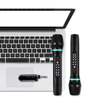 Microphone de studio sans fil rechargeable D513 UHF, microphone sans fil pour karaoké, microphone portable sans fil avec fonction d'élimination du bruit