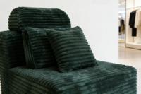 Fauteuil canapé compressé côtelé couleur personnalisée, emballé sous vide, gain de place, sans structure, entièrement en mousse, taille sur mesure pour hôtel et atelier