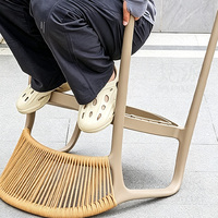 Chaise de salle à manger d'extérieur en rotin tressé avec structure en PVC, chaise d'appoint empilable pour jardin et balcon