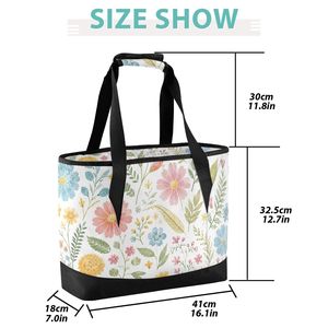 Sac Isotherme Floral Portable pour Repas – Sac Glacière Fourre-tout en Polyester avec Fermeture Éclair et Bandoulière pour Transport Alimentaire - Product Image 2