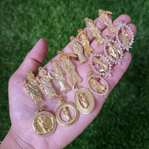 CZ8469 18k Gold Plated CZ Saint Jude <strong>San</strong> <strong>Judas</strong> Tadeo Pendant, Diamond Pave Our Lady of the Holy Death Santa Muerte Pendants - Product Image 3