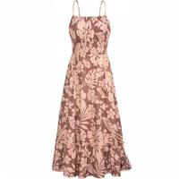 Robe d'été pour femme S-3XL, style décontracté de plage, longueur cheville, col licou, imprimé floral, à volants, coupe trapèze, effet sculptant, service OEM, vente en gros