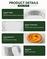 Barquettes rondes en aluminium jetables de qualité alimentaire recyclables de 6 pouces pour la cuisson à la maison au four