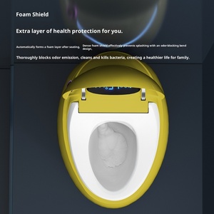 Novo Vaso Sanitário Inteligente de Chão com Design em Formato de Ovo Colorido, Cuba Redonda, Cerâmica Preta, S-Trap e Assento Aquecido - Product Image 3