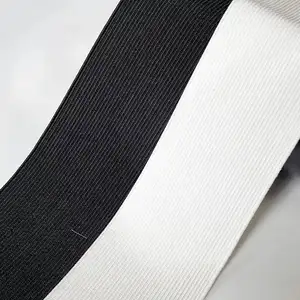 Cinta elástica de punto plano de cinta sostenible de alta calidad Banda elástica blanca y negra