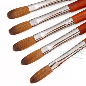 Salón profesional de calidad ovalada en forma de caoba con mango de madera 100% puro Kolinsky cerda acrílico cepillo de uñas - Product Image 4