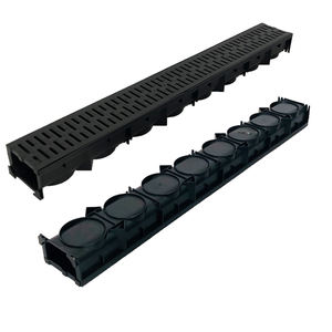 Caniveau de drainage décoratif en <span class=keywords><strong>plastique</strong></span> pour aménagement paysager et jardin, design français, grilles vertes/marron, installation facile en DIY - Product Image 5