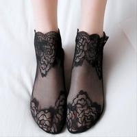 Vente chaude Dentelle À Volants Chaussettes Invisibles D'été Sexy Dames Blanc Bas De Soie Chaussettes Transparentes