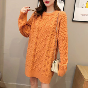 Pull-over à câble manches longues pour <span class=keywords><strong>femme</strong></span>, tricot ample, Long pull, mode automne hiver - Product Image 4