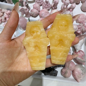 Nieuwe Aankomst Spirituele Natuurlijke Yooperliet Calciet Obsidiaan Kist Van Hoge Kwaliteit Hand Gesneden Doodskisten Houtsnijwerk Voor Halloween Decor