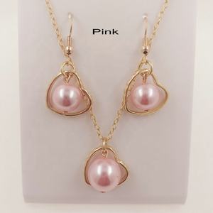 Conjunto de pendientes de perlas hawaianas con colgante de corazón, juego de joyería tribal de oro, anillo liso lleno de oro, pulsera, brazalete para mujer - Product Image 6