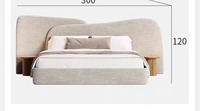 Modernes Gebogenes Wellen-Kopfteil Gepolstertes Bett King/Queen Size, Weicher Stoff Luxuriöses Schlafzimmermöbel