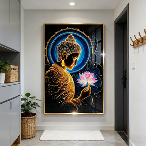 Vendita Diretta dalla Fabbrica, Grande Quadro LED da Parete per Soggiorno, Ufficio, Hotel, Paesaggio <span class=keywords><strong>con</strong></span> <span class=keywords><strong>Cornice</strong></span>, Statua di Buddha Blu, Dipinto in Porcellana Cristallina - Product Image 1