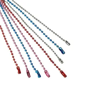 Wholesale Color Wave Bead Hanging Painted Stainless Steel Bead Buckle Connecting Ball Chain Tag Pendant Bead Chain