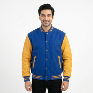 Chaqueta Varsity 100% Lana para Hombre, Estilo Letterman de Alta Calidad, Cálida y Gruesa, para Trabajo y Uso Casual, para Hombres de Talla Grande - Product Image 1