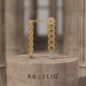 14k Gold Twisted Curb Link Diamond Drop Earrings Elegant Round Cut Diamond Chain Earrings Modern Bold - Product Image 2