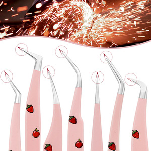 Pince à épiler professionnelle en acier inoxydable rose pour cils et sourcils, outil de manucure de précision pour extensions de cils en salon, marque privée - Product Image 2