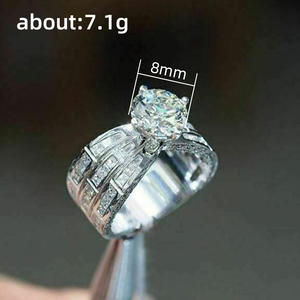 Anello da Donna F1478 in Oro Bianco con Diamante Naturale Taglio Brillante Rotondo, Anello di Fidanzamento con Pietre Laterali Colore D - Product Image 4