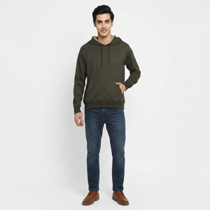 Basics Sweat à capuche pour homme 100% coton, coupe ample, style urbain d'hiver, épaules tombantes, col à capuche, fabrication ODM, impression sérigraphique - Product Image 1