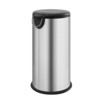 Poubelle ronde en acier inoxydable, corbeille avec pédale intérieure en plastique, de 30l, pour hôtel