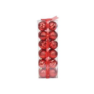 ENSEMBLE DE 24 BALLES EN PLASTIQUE ROUGE BRILLANTES, DIAM. 6CM - Product Image 1