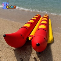 Bateau banane gonflable Red Flying Shark pour plusieurs personnes, à deux tubes, remorquable, pour les sports nautiques en station balnéaire