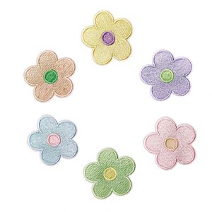 Self Sticker Embroidered Exquisite Macaron Color Flower Patches for Clothes Bag Decoration - Product Image 1
