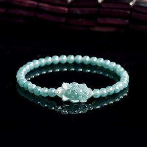Pulsera de Jadeíta Natural con Flor de Loto, Joyería para Mujer, Estilo Chino, Diseño Original, Regalo con Certificado de Tasación SL142 - Product Image 2