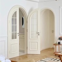 Porte en bois massif composite blanc laqué, arquée, avec verre, coupe-feu, pour salle d'étude, chambre, hôpital et salle de bain, finition complète, vente en gros