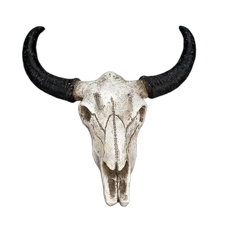 Lungo Corno di Mucca Teschi di Attaccatura di Parete di Longhorn Steer Del Corno del Bue Scheletro Appeso A Parete Decorazioni Creative Regali di Halloween Della Resina Del Mestiere