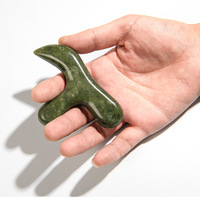 Plaque de grattoir en jade naturel Xiuyu masseur à pointe triangulaire tablette à gratter masseur corporel pied avec bâton à trois fourches