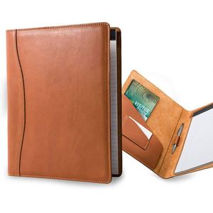 Customizable Logo Pattern A4 Brown Leather <b>Folder</b> with Zipper Closure PU Business Manager Meeting Document Organizer <b>File</b> <b>Folder</b> - Product Image 1