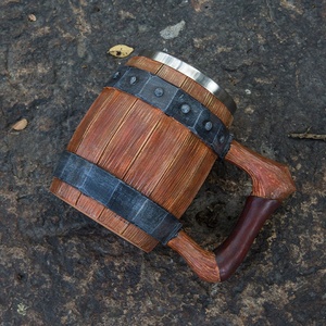 Venta al por mayor de jarras de <span class=keywords><strong>cerveza</strong></span> de acero y madera restaurante vikingo bebiendo <span class=keywords><strong>cerveza</strong></span> y jarras de vino con asa para vajilla Bar Accesorios - Product Image 4