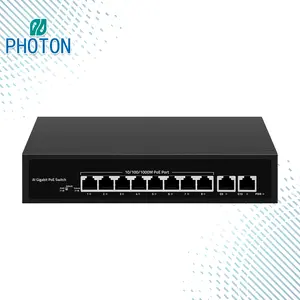 Porta gigabit poe de 8 portas, porta ethernet de uplink, 2 * gigabit, interruptor poe para câmera ip, interruptor poe