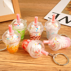 Llavero de PVC con diseño de bebidas de burbujas Boba, creativo y bonito, ligero, colgante de moda con diseño de helado y café, regalo para mujeres y niños - Product Image 6