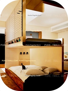 Letto a castello a soppalco a forma di S, multifunzionale, in legno massello, alto-basso, semplice, trasforma una stanza in <span class=keywords><strong>due</strong></span>, ideale per piccoli appartamenti. - Product Image 6