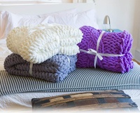 Chunky Knit Luxus Werfen Decke Große Kabel Gestrickte Premium Weiche Gemütliche Polyester Chenille Sperrige Decke